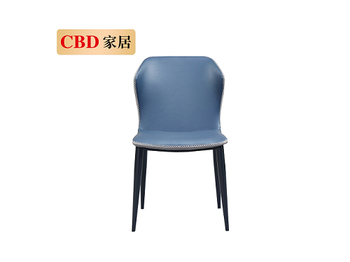 【CBD】创意拼色个性餐厅靠背椅环保纳纤皮极简餐椅(灰蓝色)