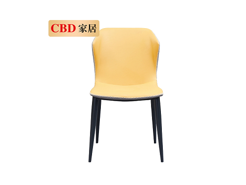 【CBD】创意拼色个性餐厅靠背椅环保纳纤皮极简餐椅(橙黄色)